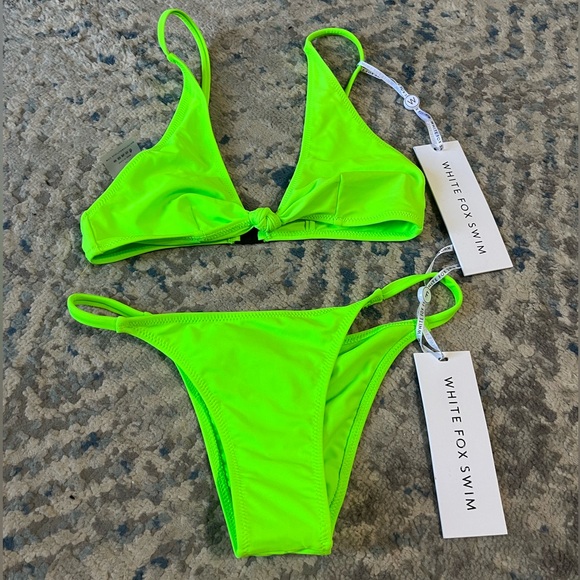 White Fox Boutique Other - NWT white fox neon green bikini set Xsmall